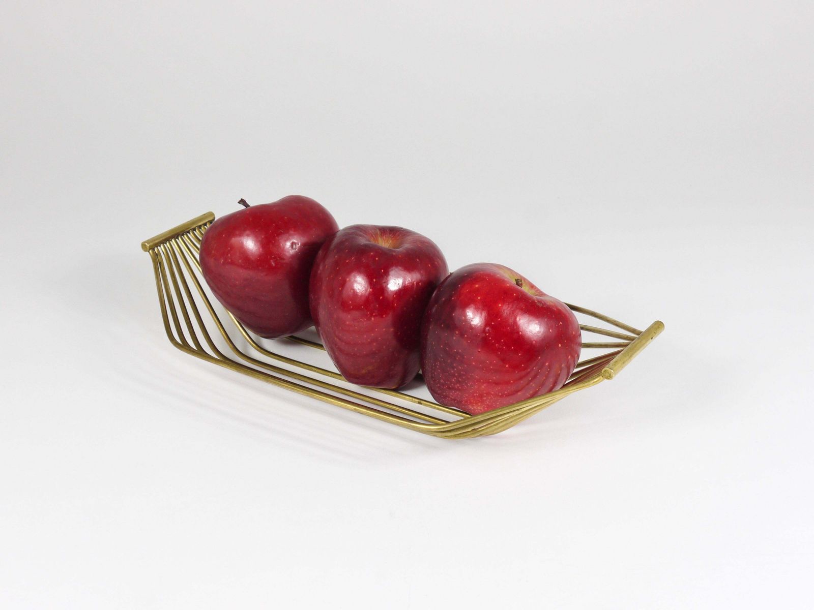 Austrian Mid Century Large Brass Wire Fruit Basket Bowl, Carl Aubock Style, 1950 photo for sale
