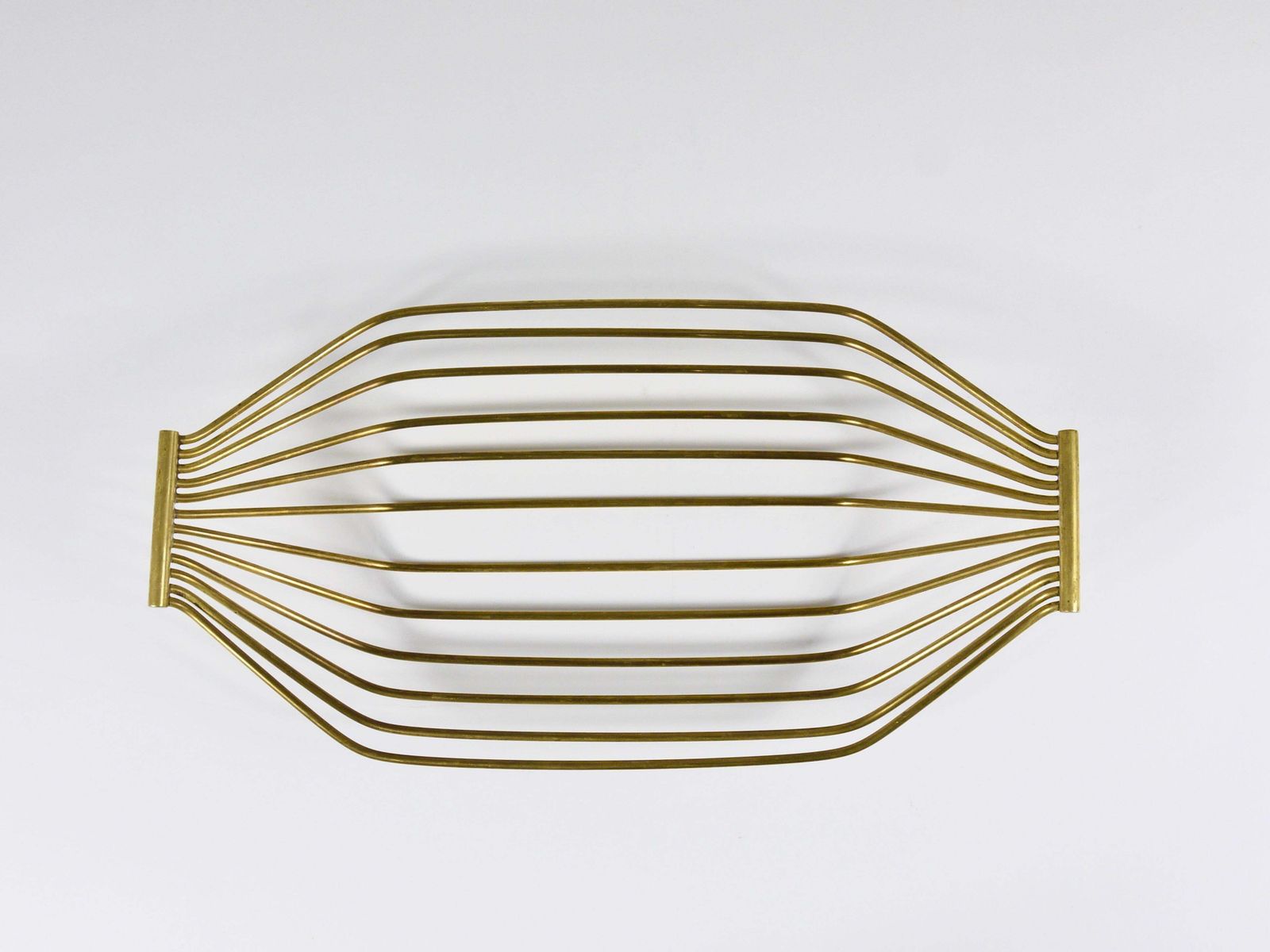 photo furniture Austrian Mid Century Large Brass Wire Fruit Basket Bowl, Carl Aubock Style, 1950
