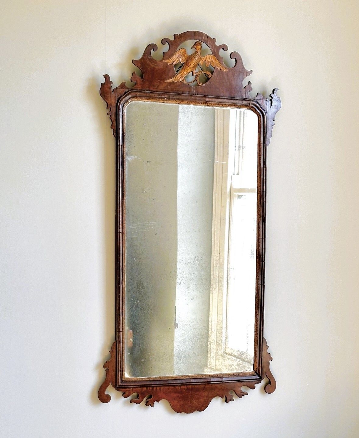 Large George II Walnut Fretwork Mirror