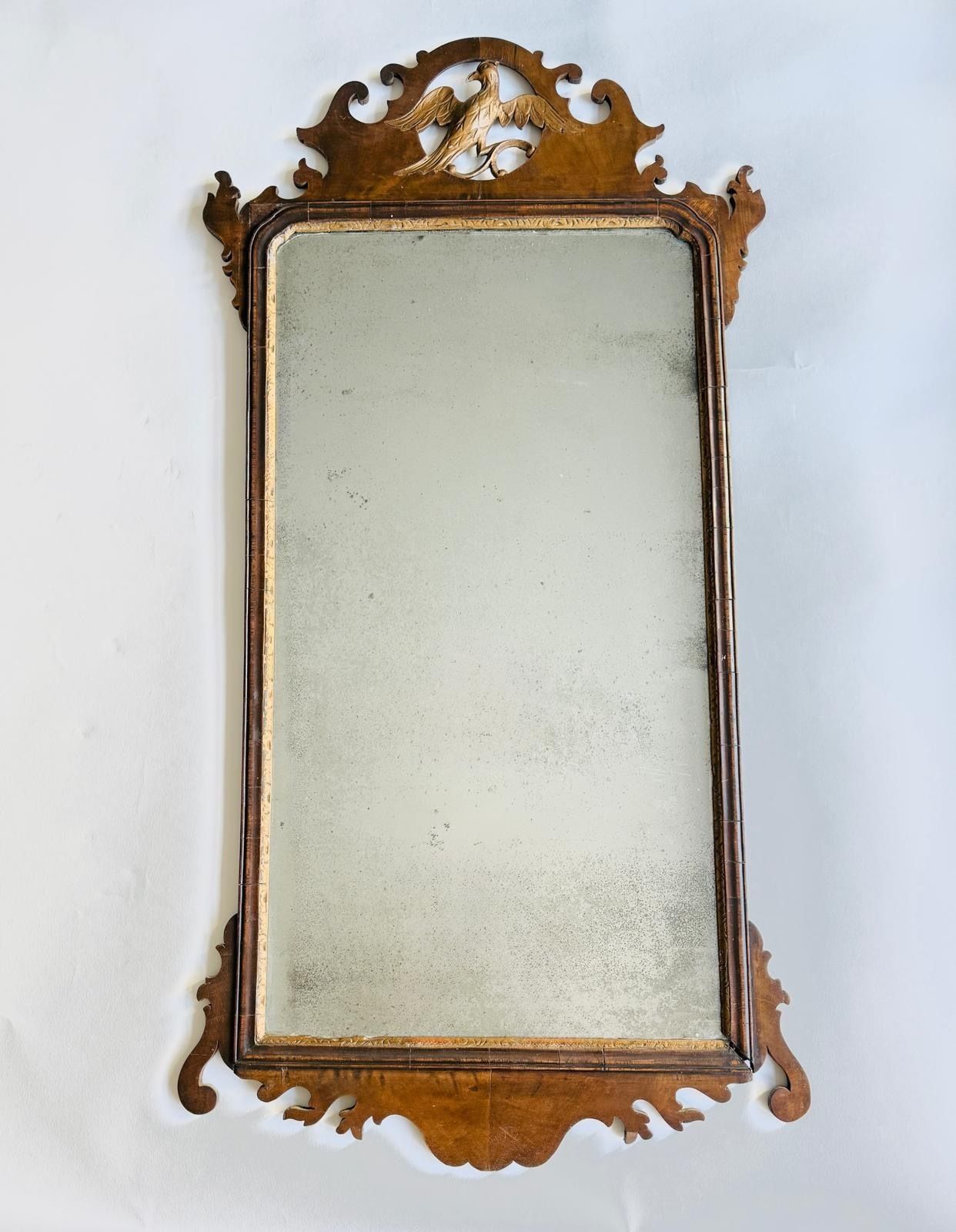 Large George II Walnut Fretwork Mirror photo for sale