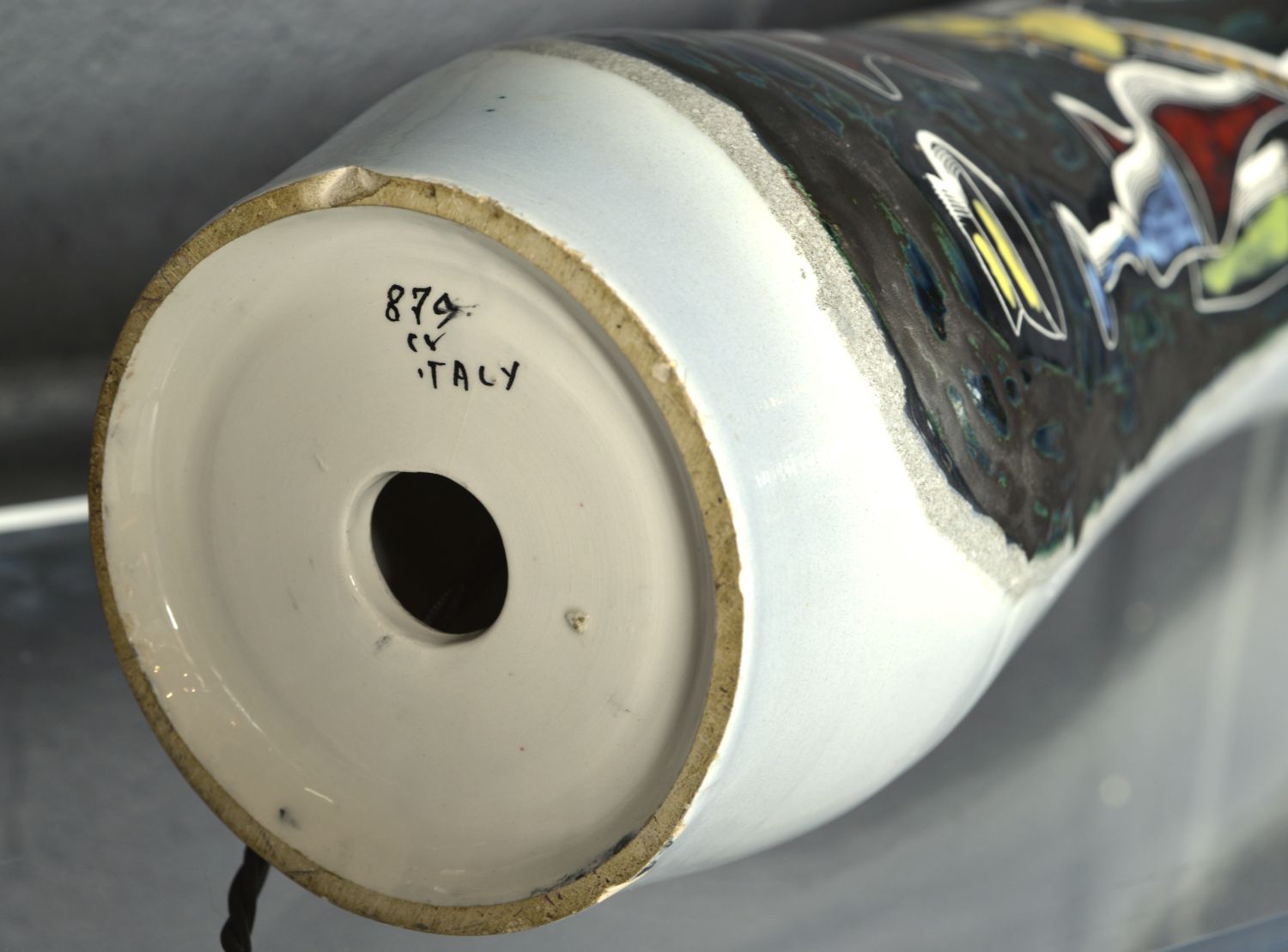 695.0 1960s Italian Sgraffito Pottery Table Lamp Augusto Giulianelli San Marino Midcentury photo