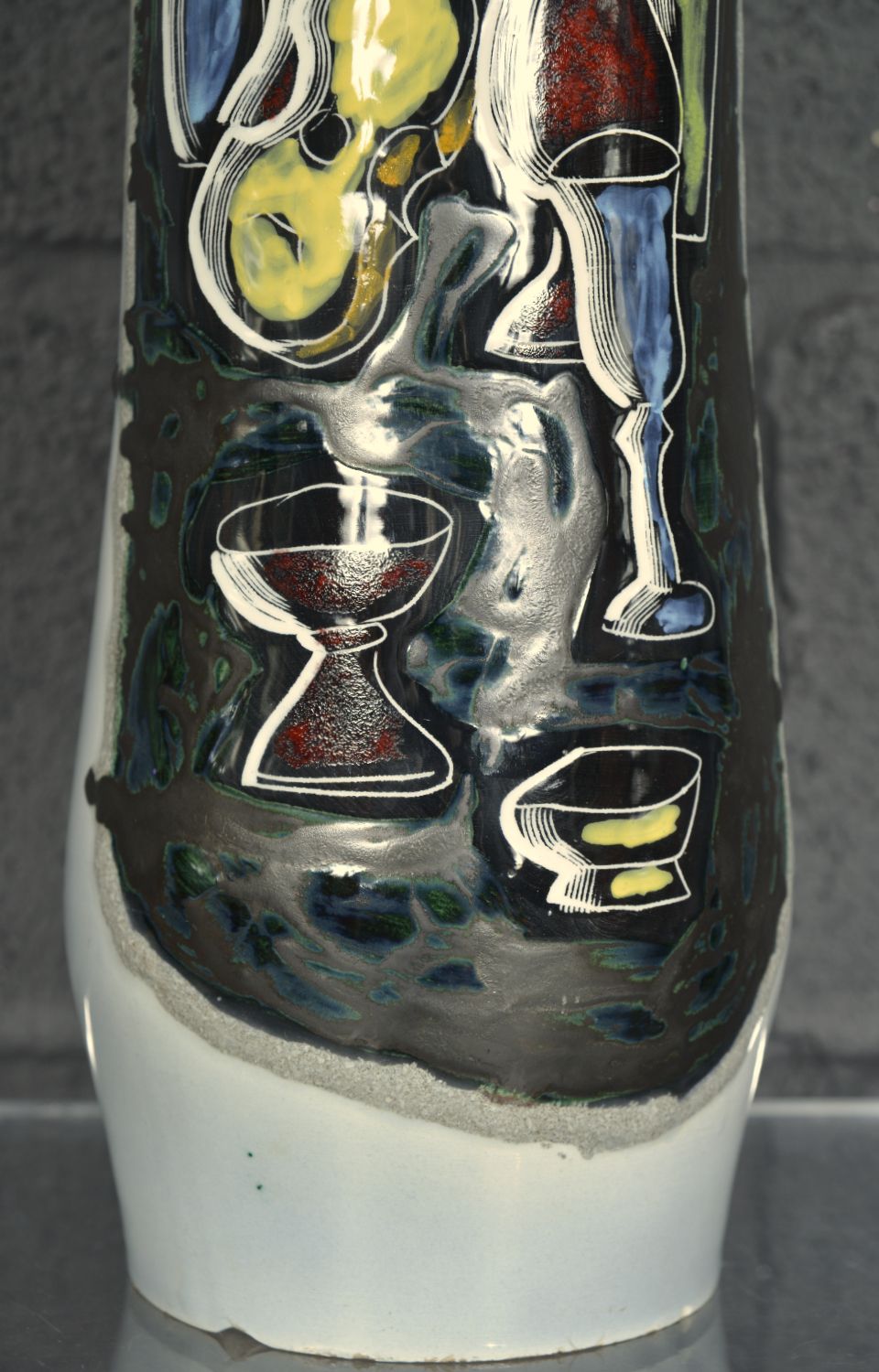 Lighting 1960s Italian Sgraffito Pottery Table Lamp Augusto Giulianelli San Marino Midcentury photo