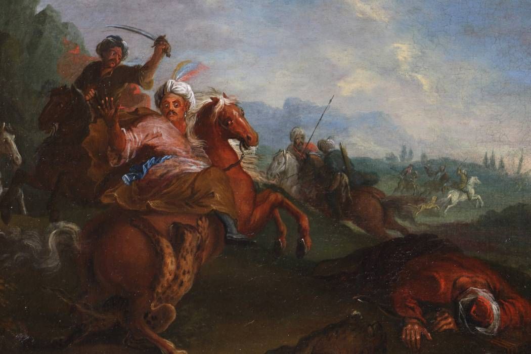 Joseph François Parrocel (1704; 1781) Attributed. Turkish Horsemen Attacked By Tigers photo vinterior