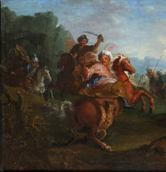 Joseph François Parrocel (1704; 1781) Attributed. Turkish Horsemen Attacked By Tigers photo buy