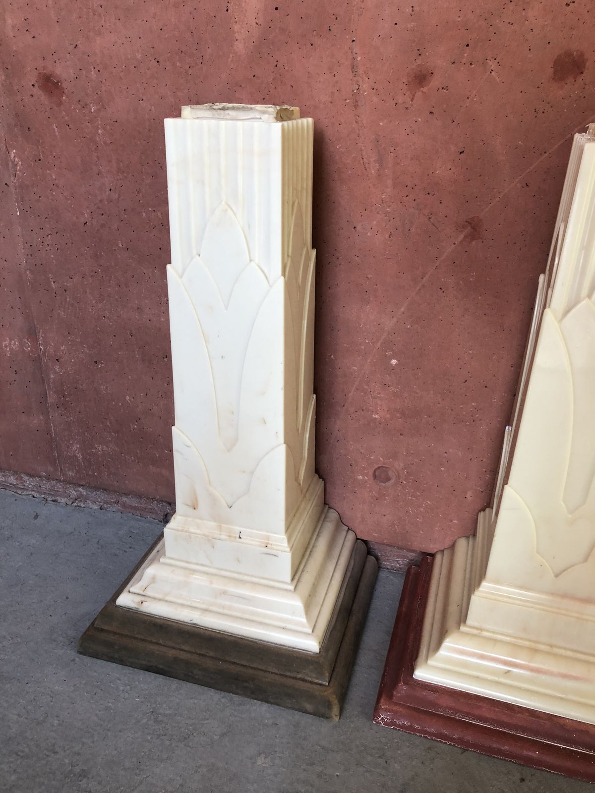 2x Art Deco Console Table Pillars Resin Marble Hollywood Regency photo furniture