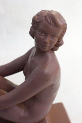 Art Deco Terracotta Sculpture Of A Nude Bathing Woman, 1920s photo Art