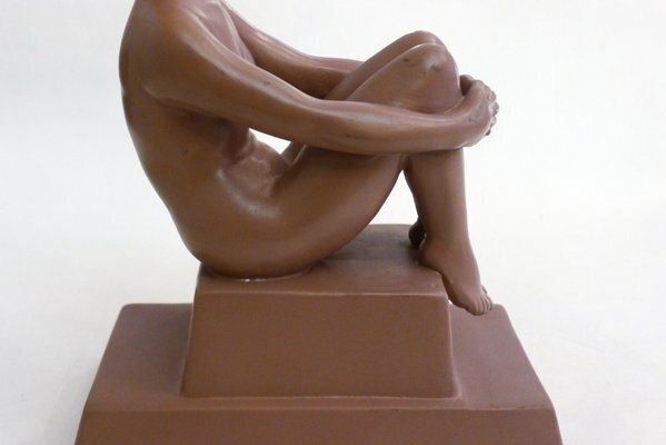 Art Deco Terracotta Sculpture Of A Nude Bathing Woman, 1920s photo vinterior