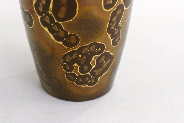 Small Vase With Metallic Glaze By Ceramist Lucien Brisdoux, 1930s photo for sale