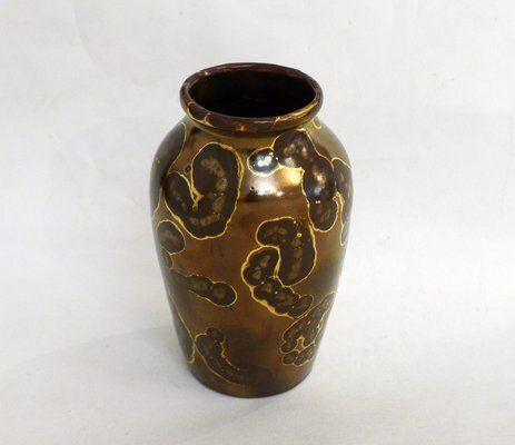 photo furniture Small Vase With Metallic Glaze By Ceramist Lucien Brisdoux, 1930s