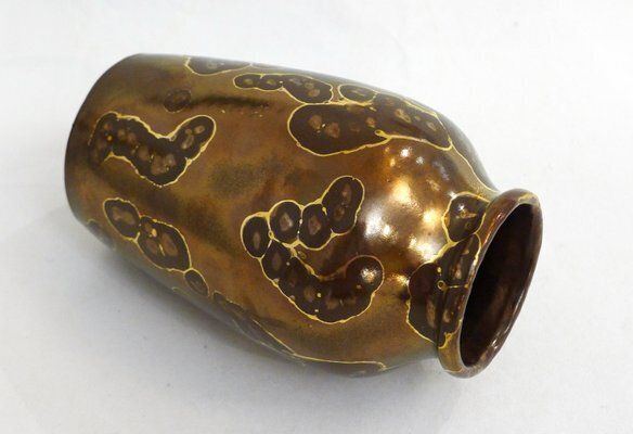 photo for sale Small Vase With Metallic Glaze By Ceramist Lucien Brisdoux, 1930s