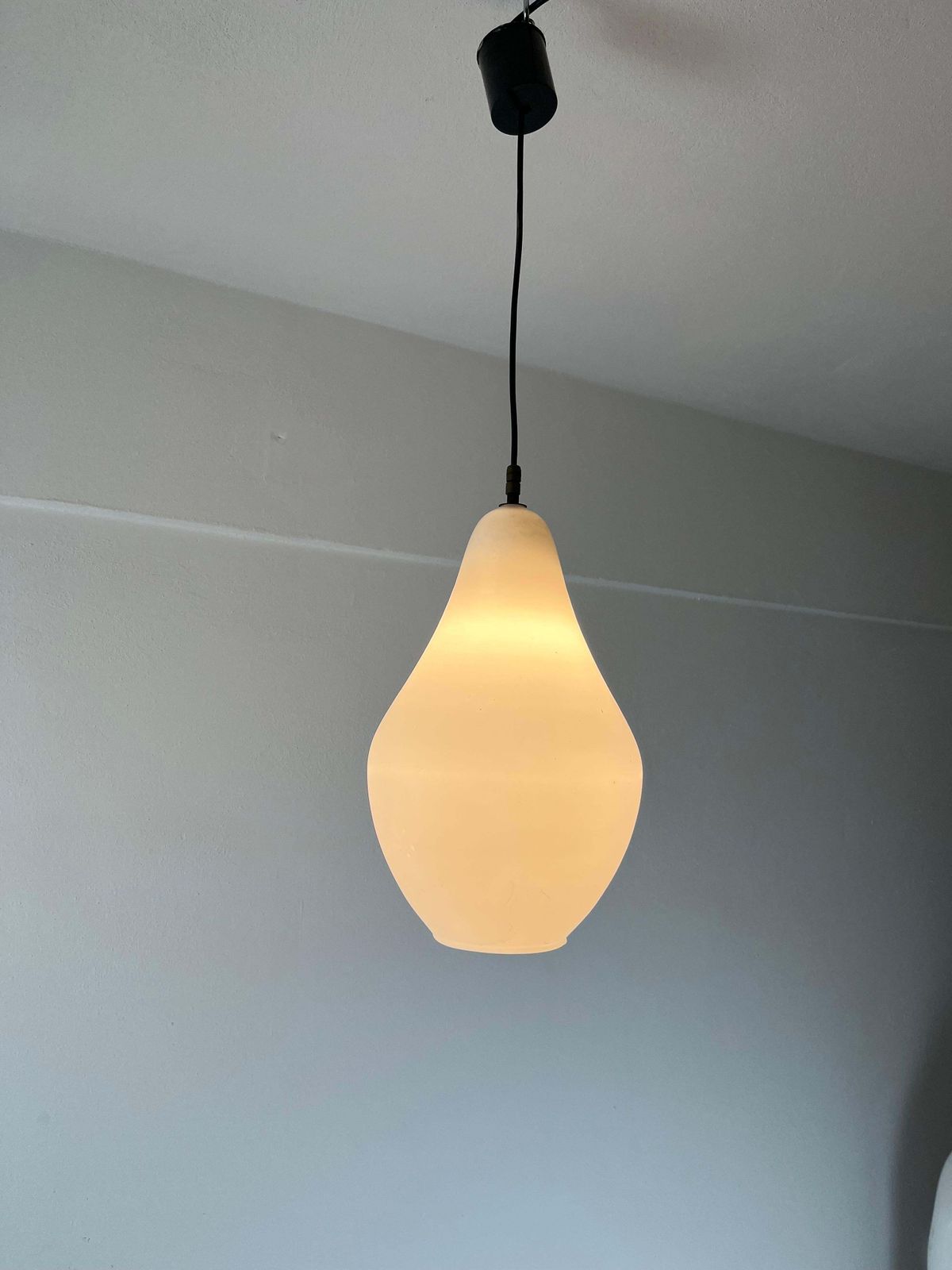 photo for sale Opaline Glass Chandelier, Italy, 1960s