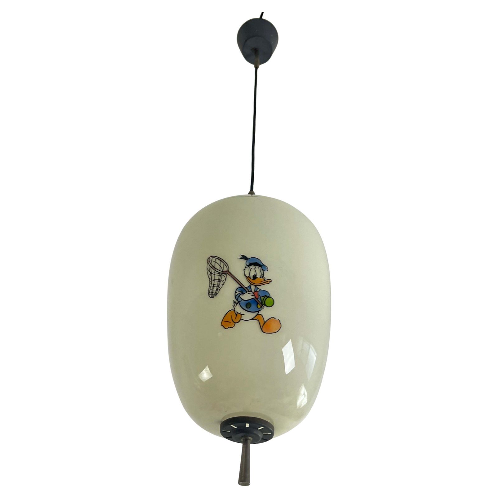 Disney Pendant Lamp By Doria Leuchten Germany Decorated Opaline Glass, 1960s