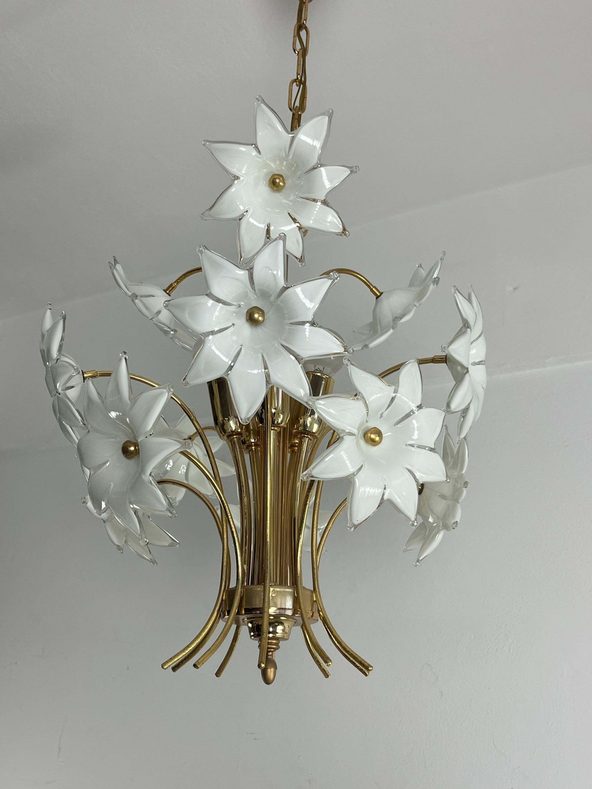 Mid Century Italian Murano Glass Floral Chandelier, 1970s photo furniture