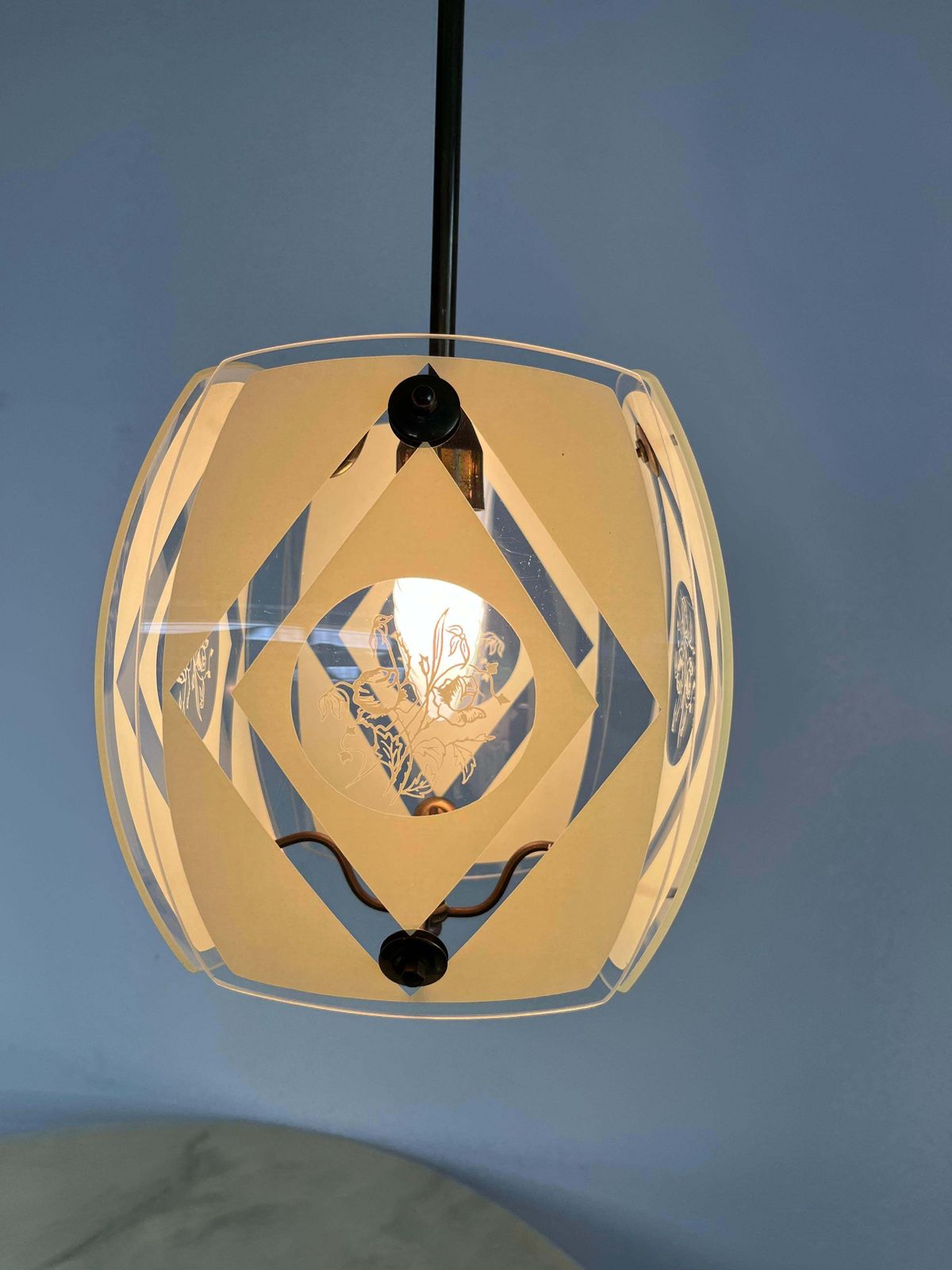 photo vinterior Chandelier In Murano Glass And Brass, In The Style Of Pietro Chiesa, 1950s