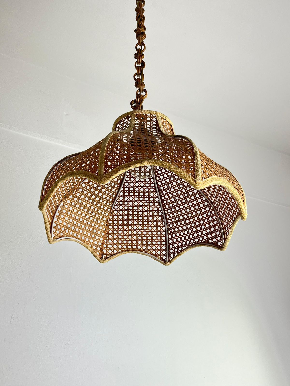 Mid Century Wicker And Rattan Chandelier Italian Design 1960s photo 649.0
