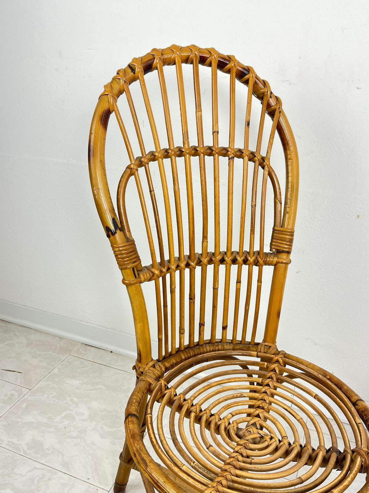 photo furniture Set Of 2 Small Mid Century Bamboo Chairs, Italian Design 1950s