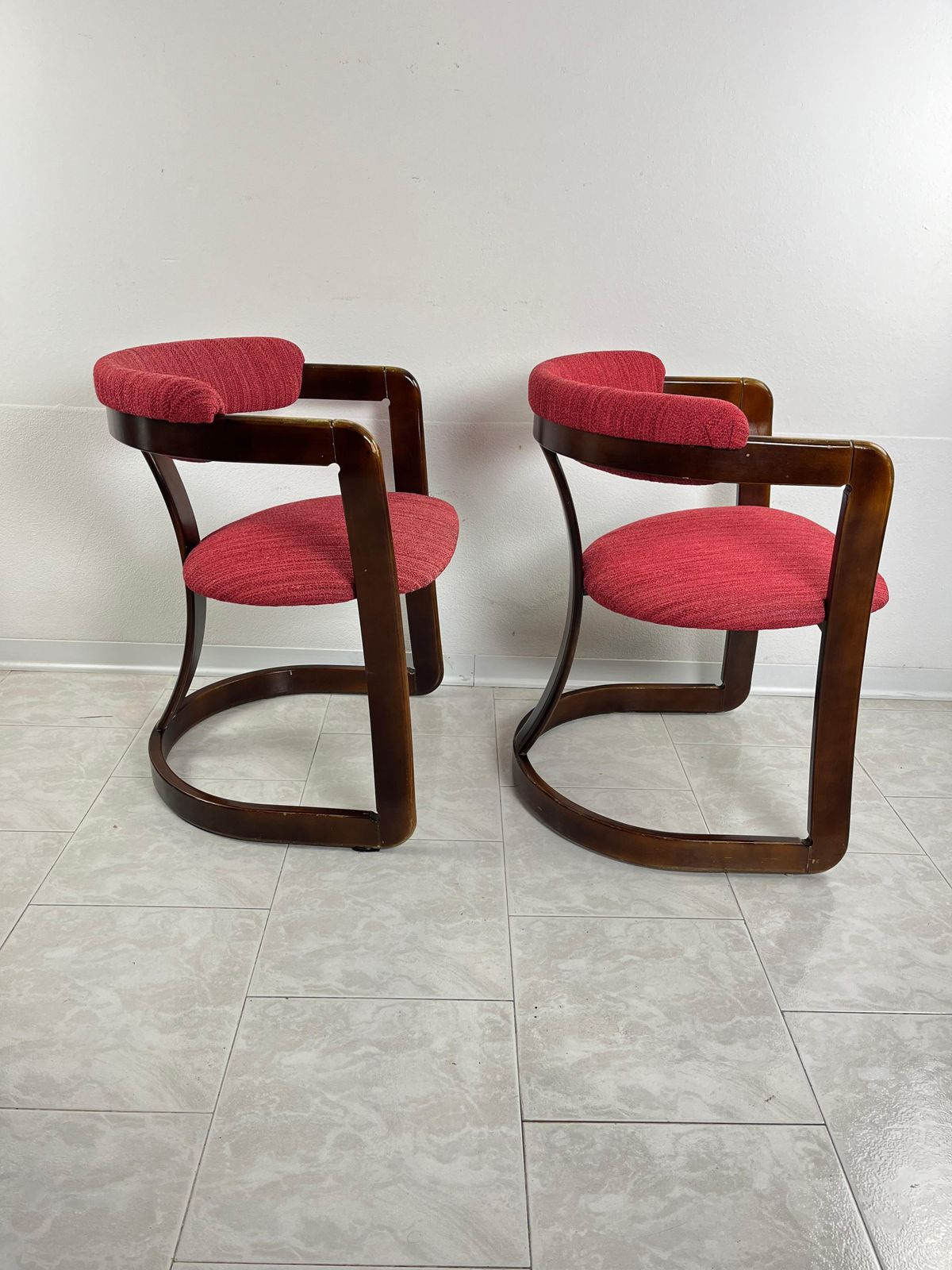 Set Of 2 Mid Century Curved Wooden Chairs Attributed To A. & P. Castiglioni photo for sale