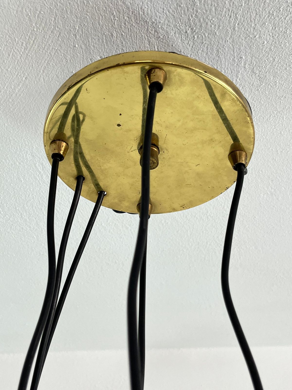 photo for sale Vintage 4 Light Suspension Lamp, Glass, Italy, 1970s