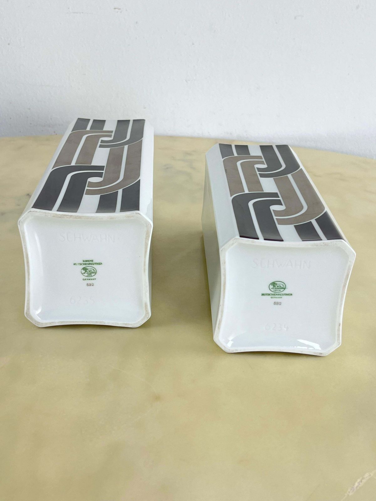 Set Of 2 German Ceramic Vases By Hermann Schwahn For Hutschenreuther 1970s photo vinterior