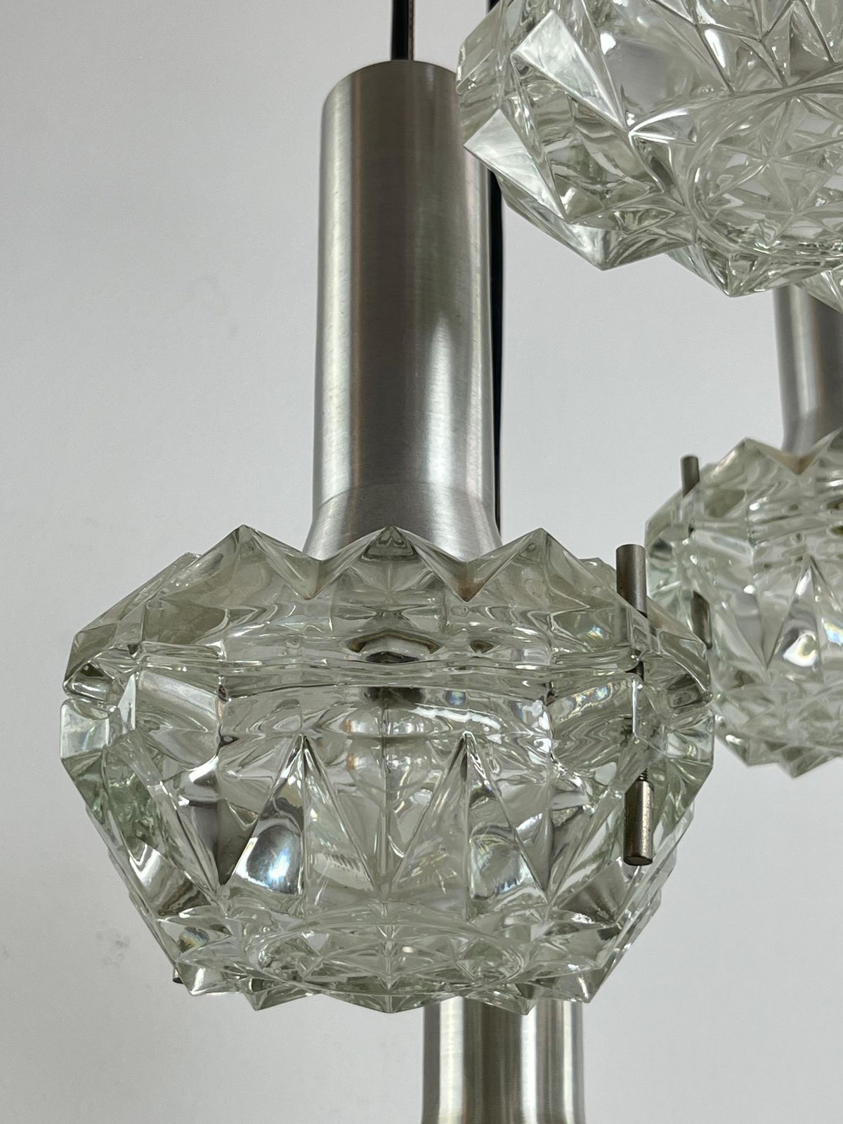 6 Light Cascade Steel And Crystal Chandelier 1970s Italian Design photo Lighting