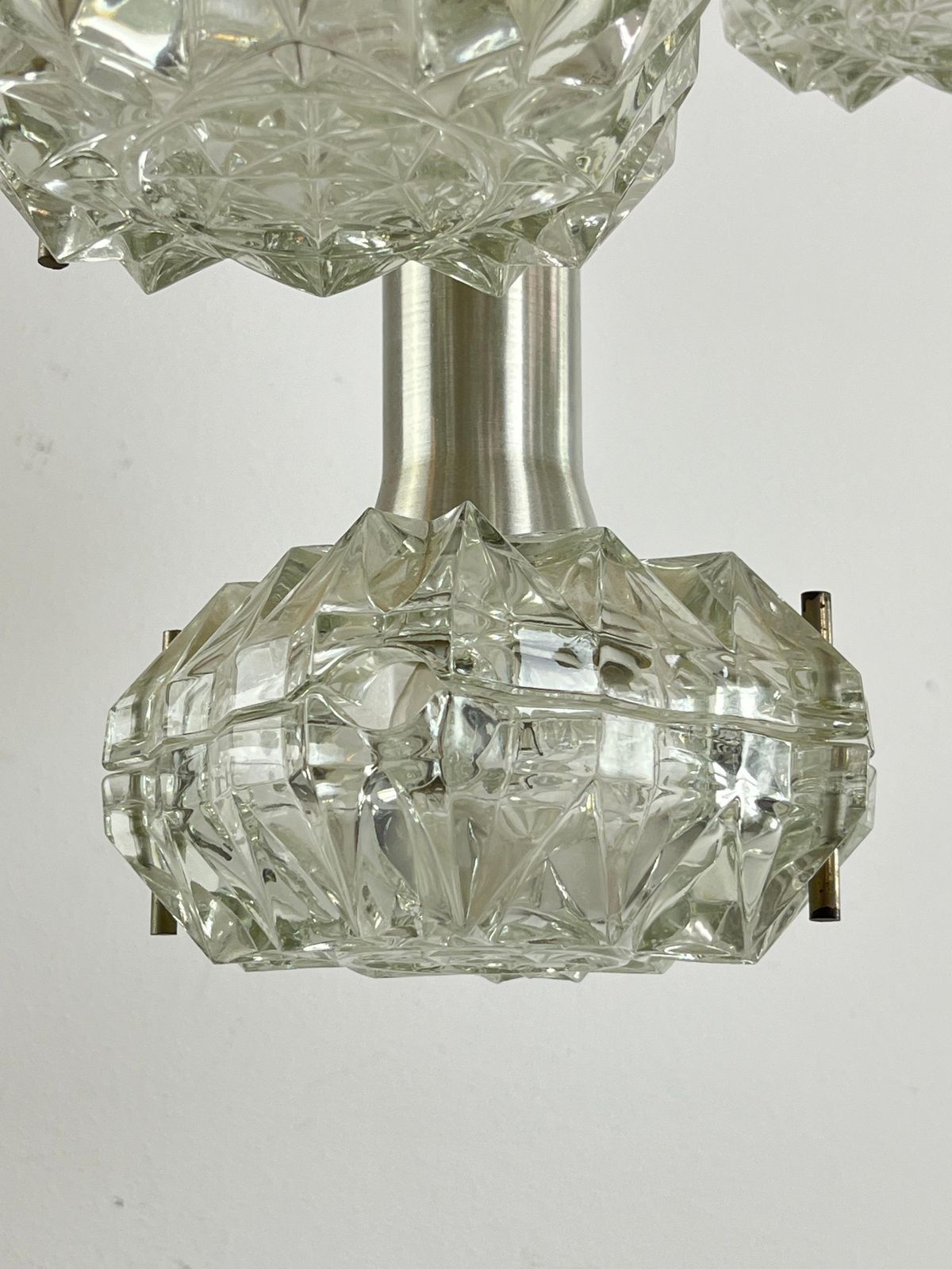 6 Light Cascade Steel And Crystal Chandelier 1970s Italian Design photo vintage