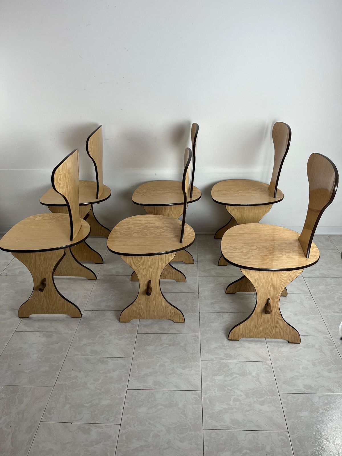 Set Of 6 Pedini Fano Mid Century Chairs Italian Design 1960s photo vintage
