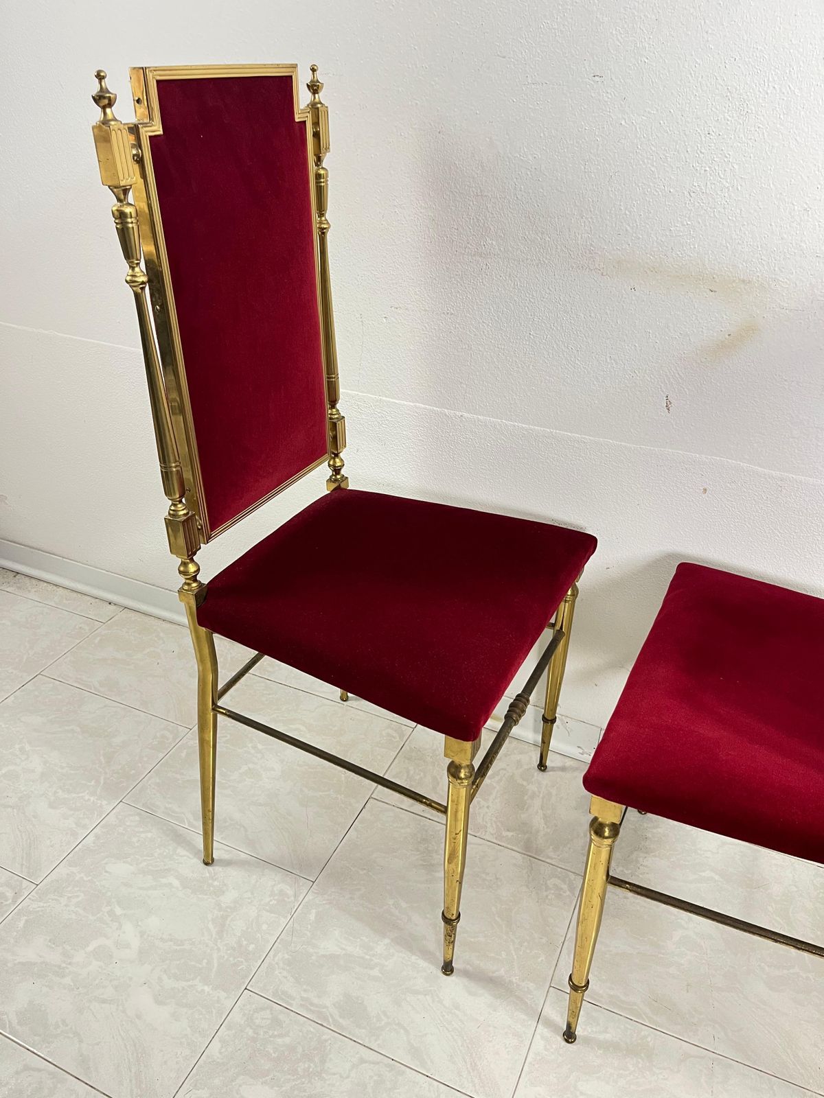 Set Of 2 Mid Century Italian Neoclassical Brass Chairs, 1950s photo Furniture