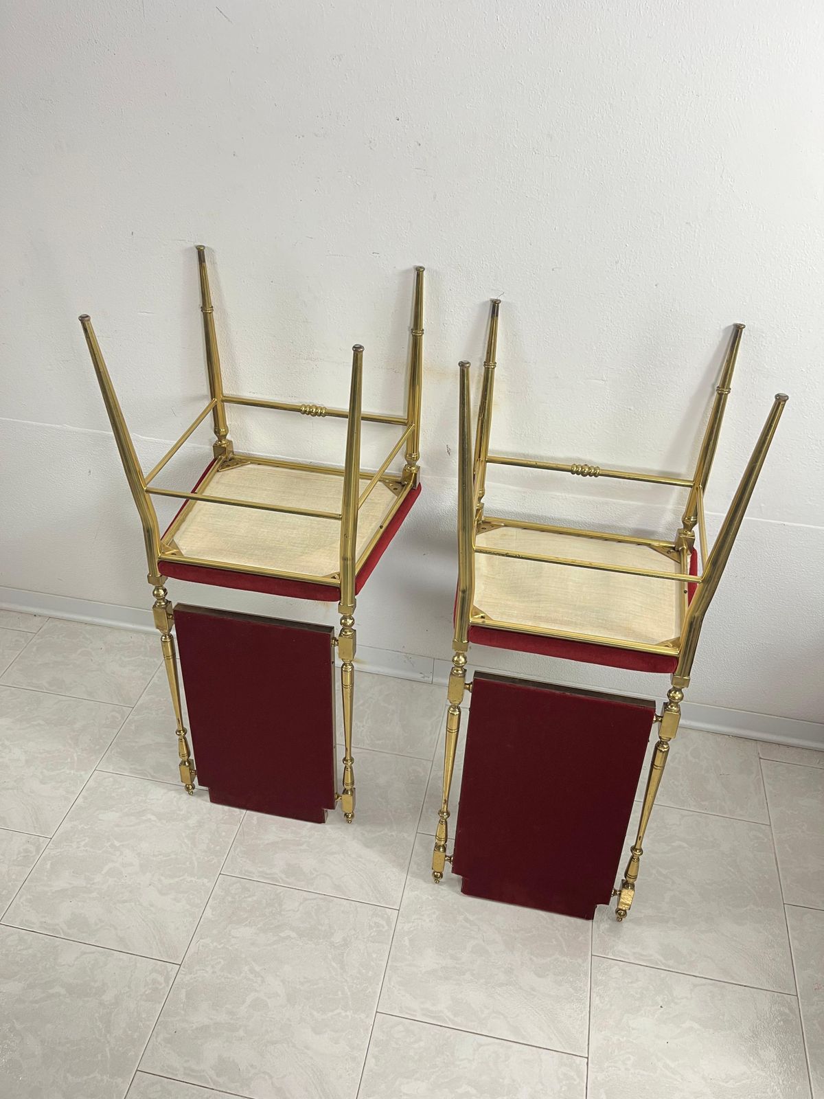 Set Of 2 Mid Century Italian Neoclassical Brass Chairs, 1950s photo buy