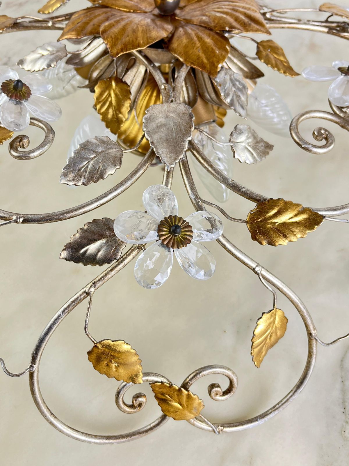photo furniture Set Of 2 Large Mid Century Maison Baguès Crystal And Iron Ceiling Lights