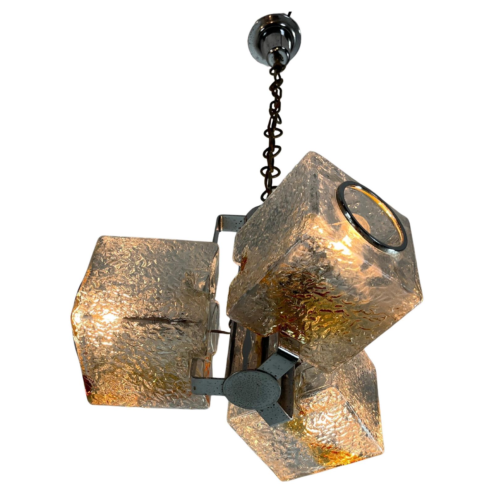 3 Light Murano Glass Chandelier Attributed To Toni Zuccheri For Veart, 1970s