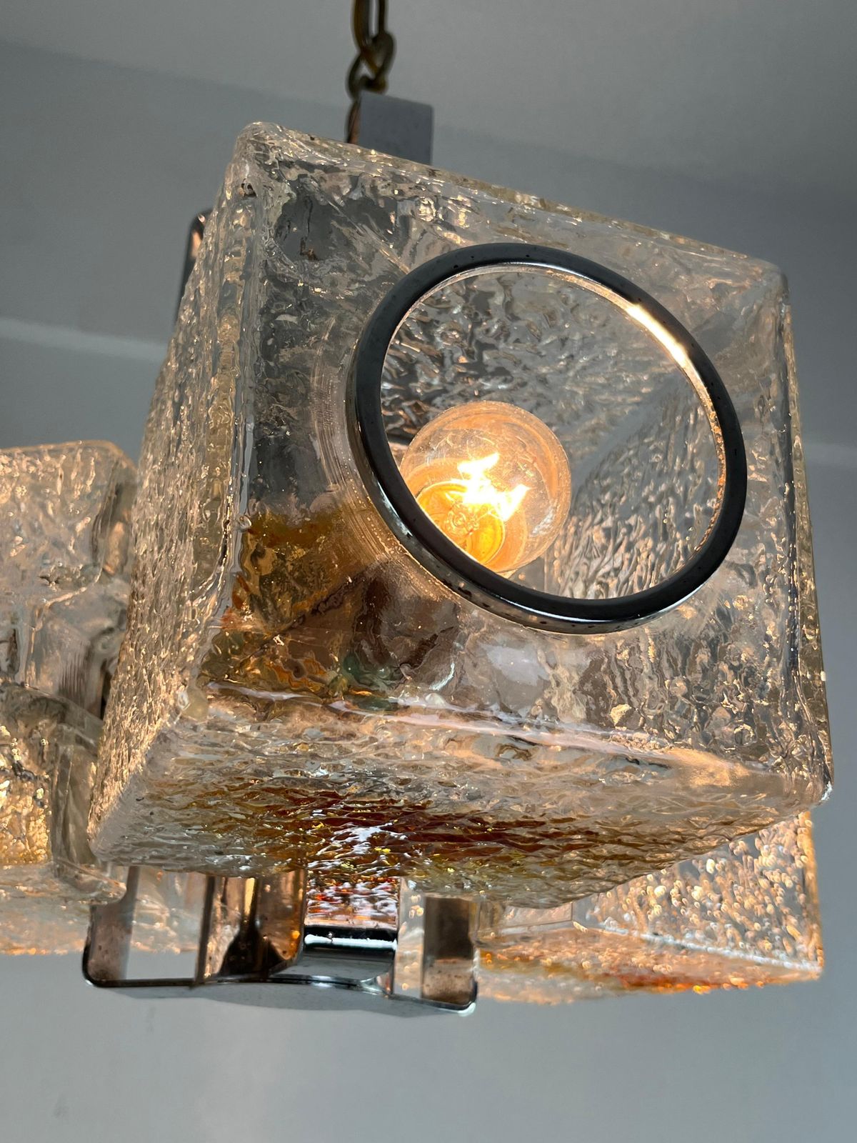 3 Light Murano Glass Chandelier Attributed To Toni Zuccheri For Veart, 1970s photo for sale