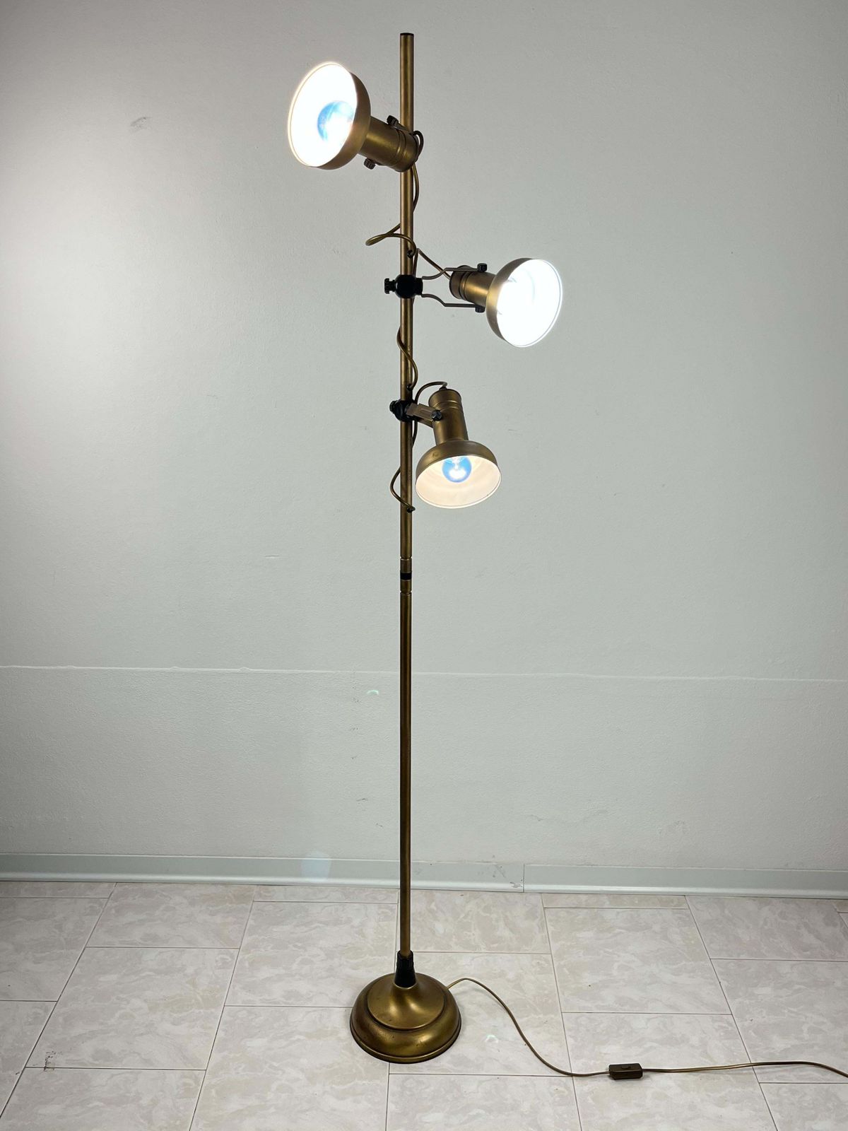 Vintage Italian Brass And Aluminum Floor Lamp, 1970s photo for sale