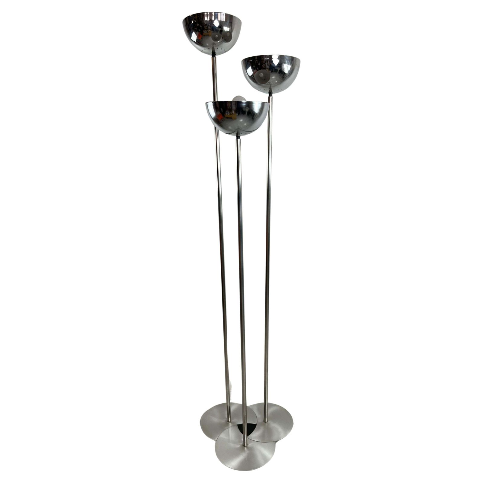 3 Light Floor Lamp Lamperti Chromed Steel Italian Design Mid Century 1968