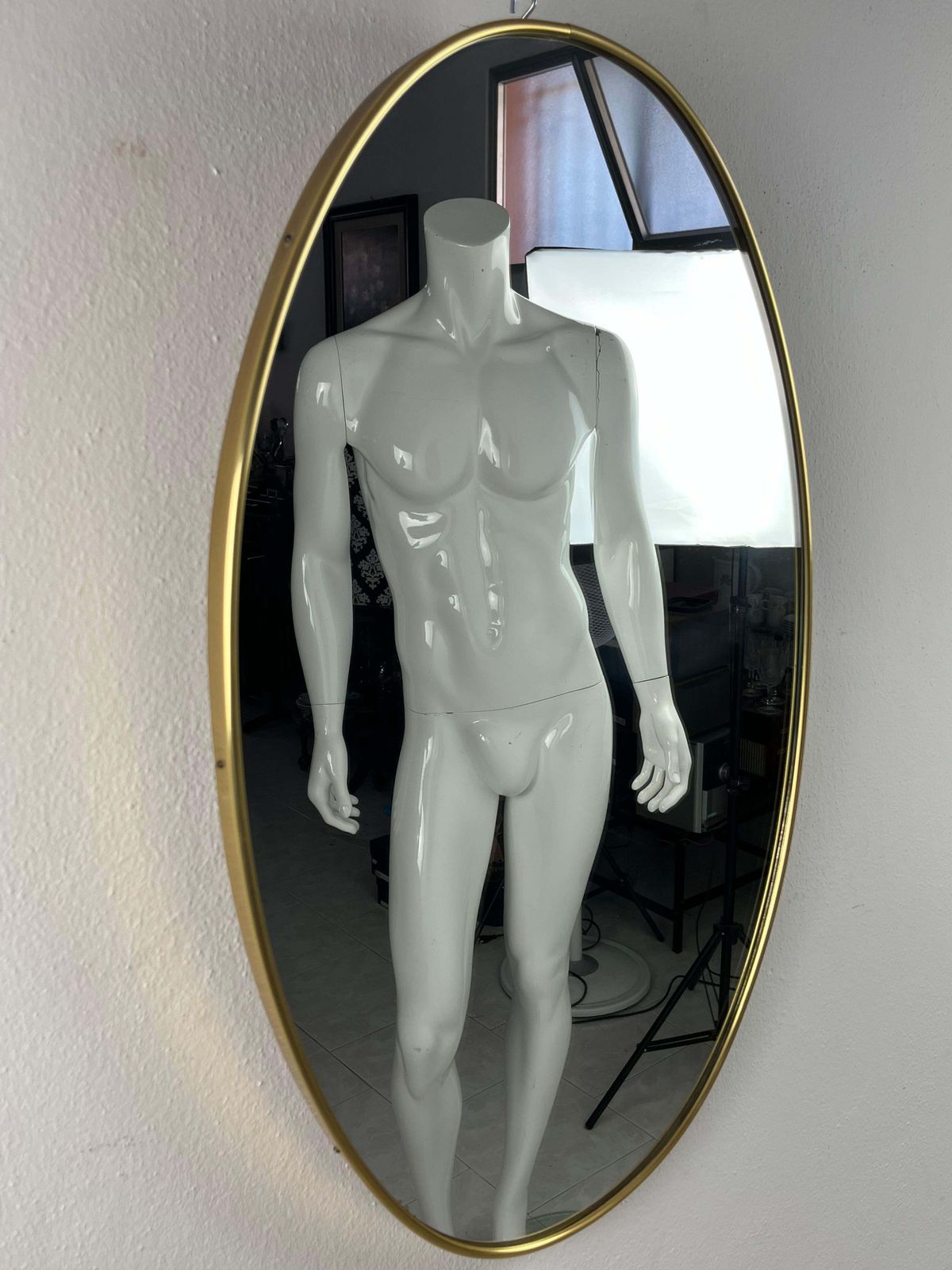 Mid Century Brass Wall Mirror Attributed To Gio Ponti 1960s photo furniture