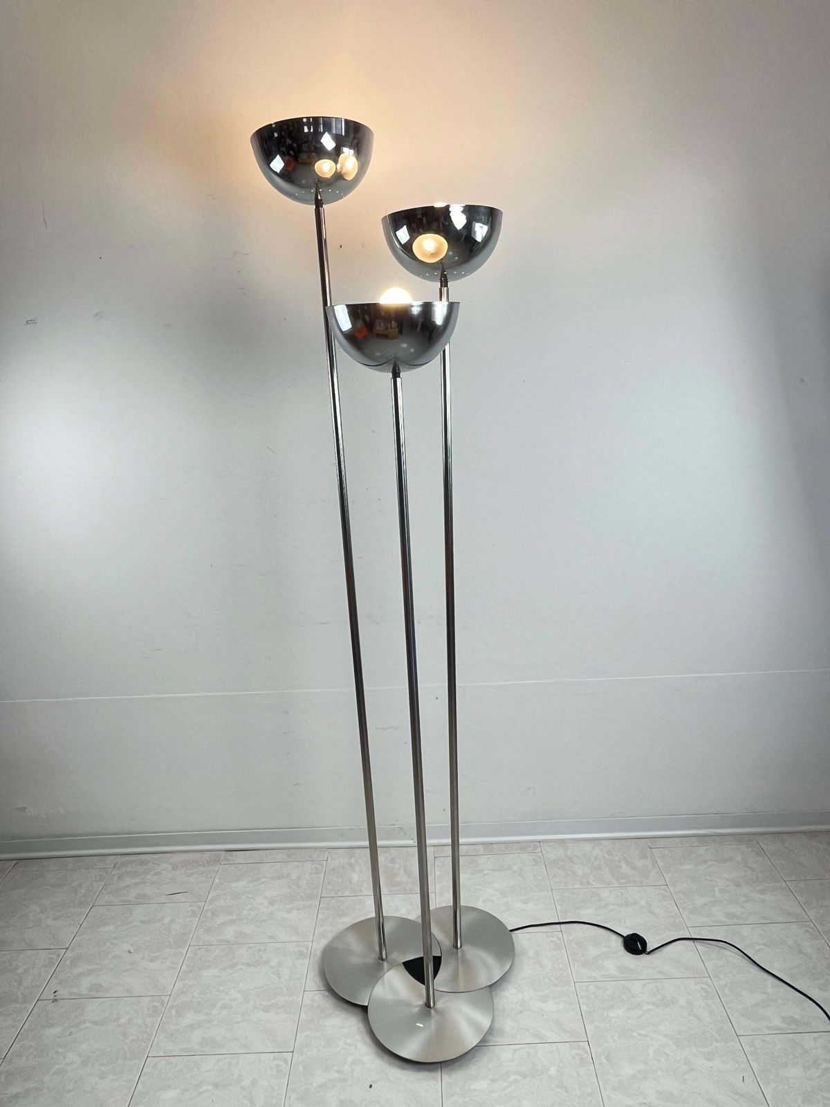 3 Light Floor Lamp Lamperti Chromed Steel Italian Design Mid Century 1968 photo furniture
