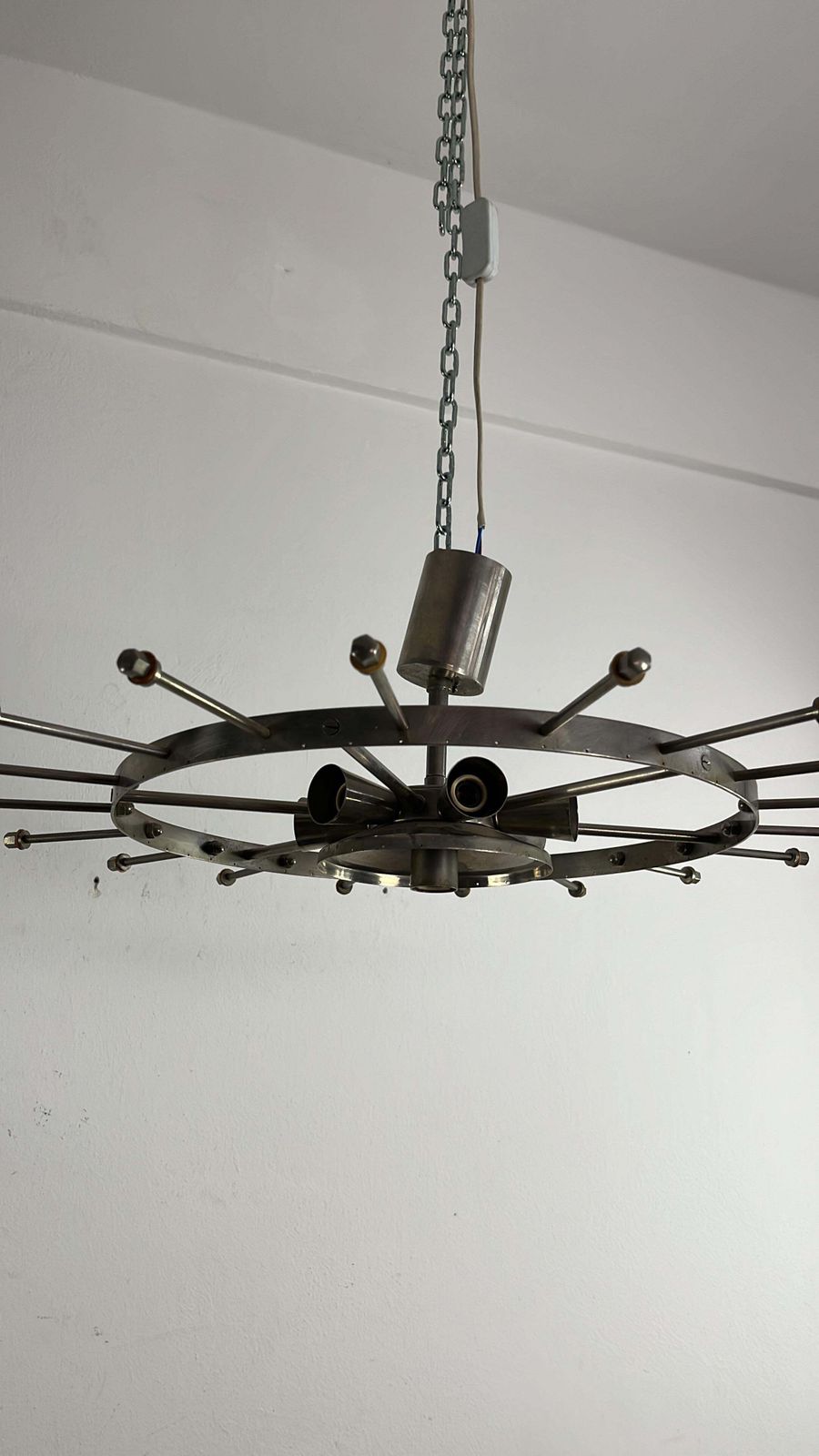 photo for sale Mid Century French 7 Light Chandelier With Crystals, 1960s