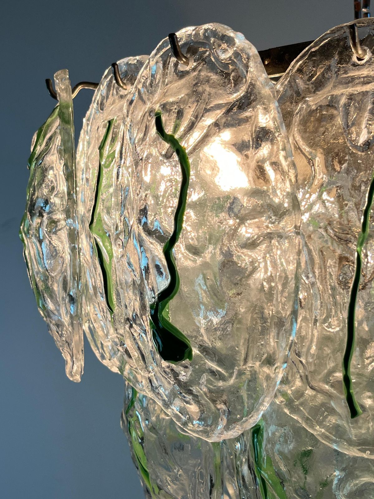 photo for sale Six Light Murano Glass Chandelier Attributed To Vistosi Italian Design  1960s