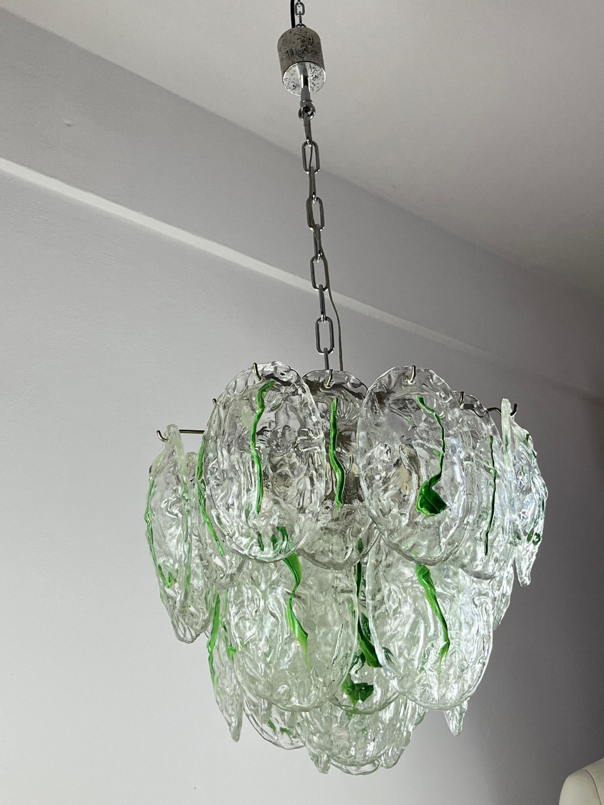 Lighting Six Light Murano Glass Chandelier Attributed To Vistosi Italian Design  1960s photo