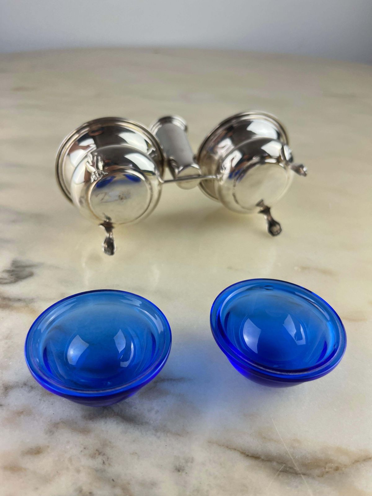 Salt/Pepper/Toothpick Set In 800 Silver And Crystal, Italy, 1990 photo Home Decor