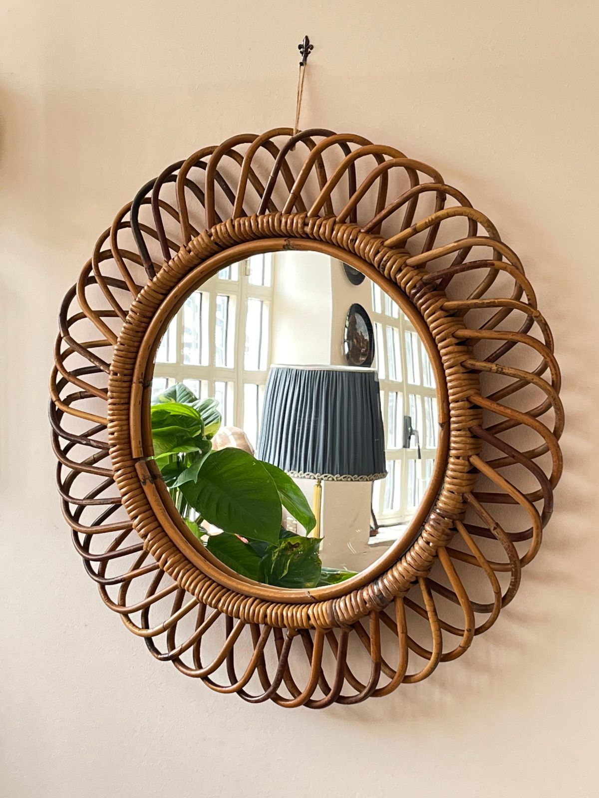 Mid Century Italian Rattan And Bamboo Mirror By Franco Albini 1960s photo furniture