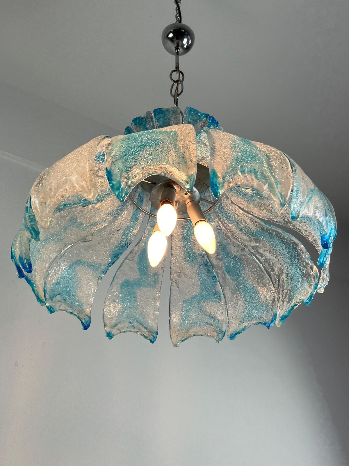 Large Mid Century Murano Glass Chandelier By Carlo Nason For Mazzega 1960s photo for sale