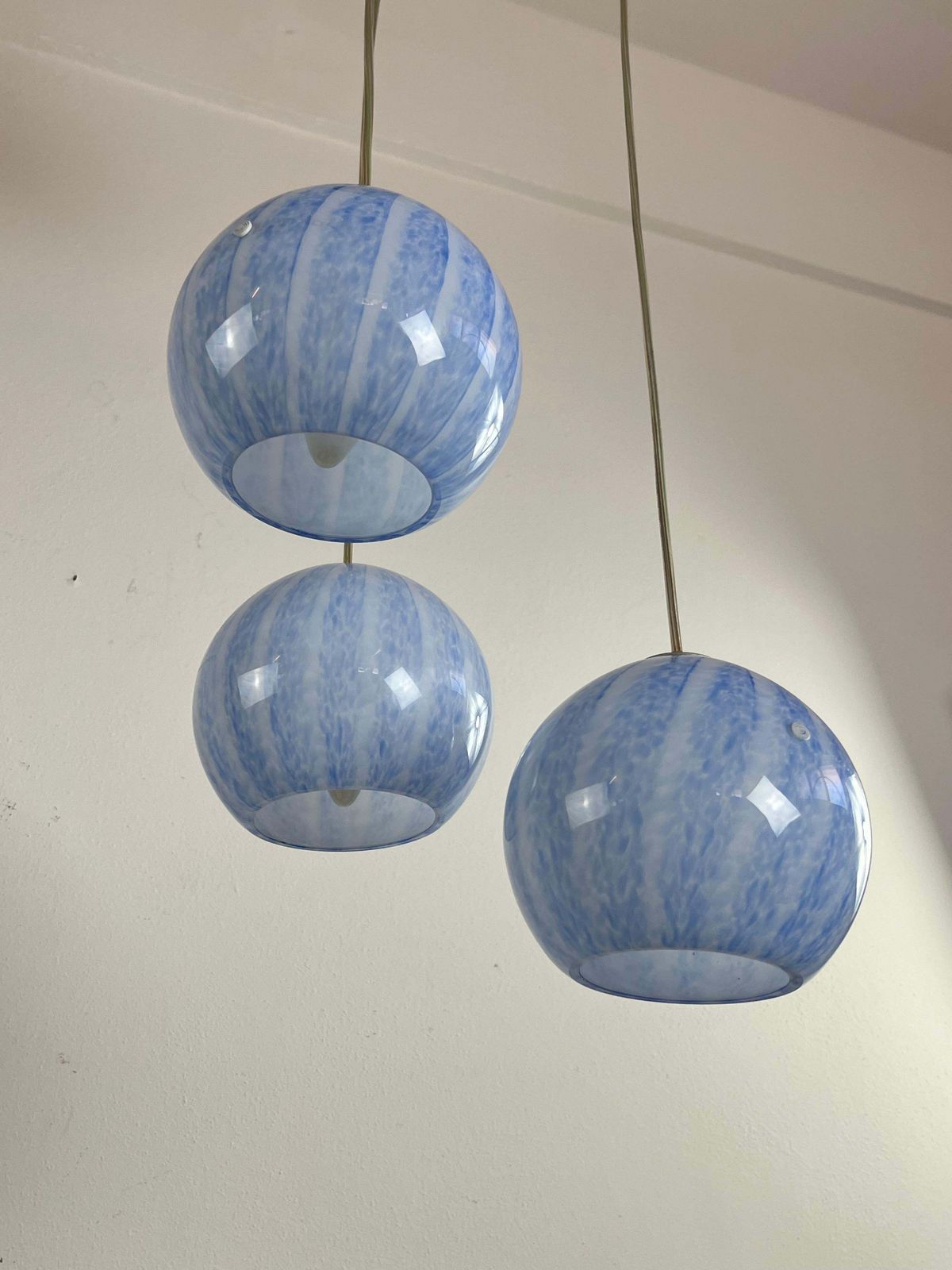 "La Murrina" Three Sphere Chandelier In Murano Glass Italian Design 1990s photo vintage