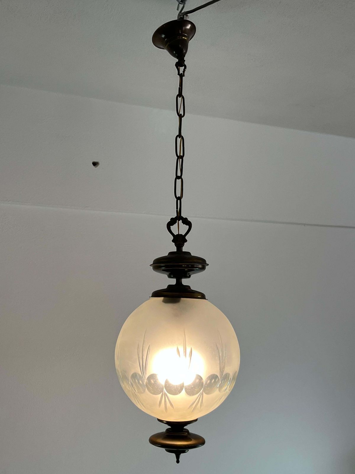Luigi Caccia Dominioni Italian Bronze And Glass Chandelier  1970s photo Lighting