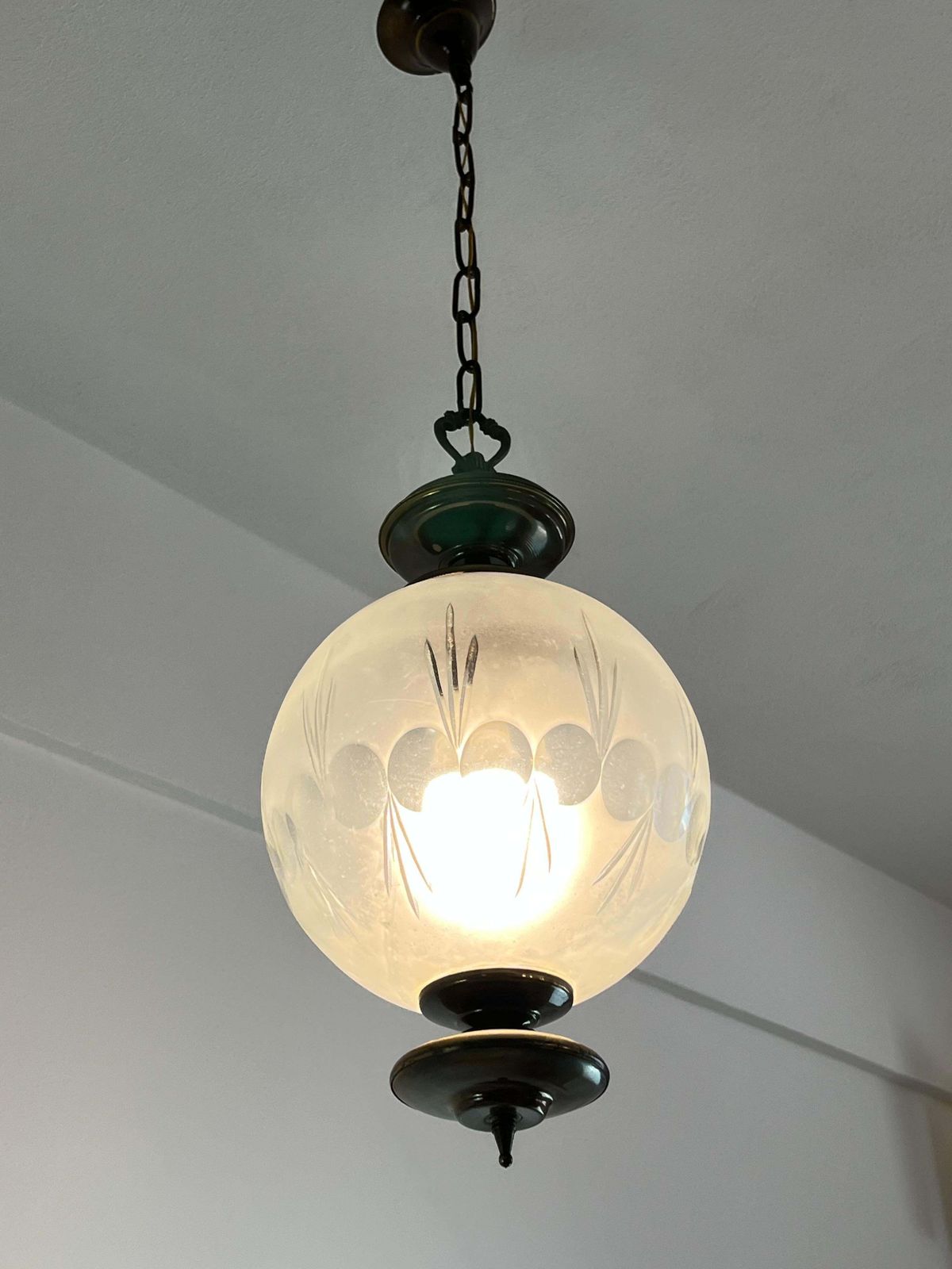 Luigi Caccia Dominioni Italian Bronze And Glass Chandelier  1970s photo vintage