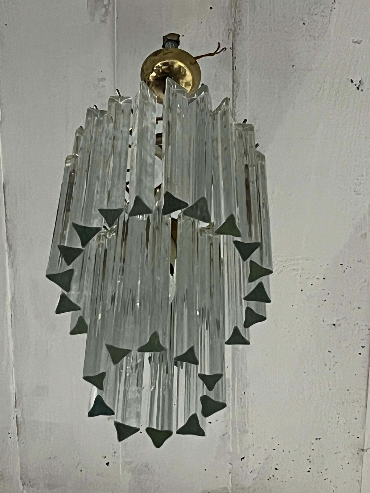 Mid Century Chandelier Attributed To Venini With Trilobed Murano Glass 1960s photo vintage