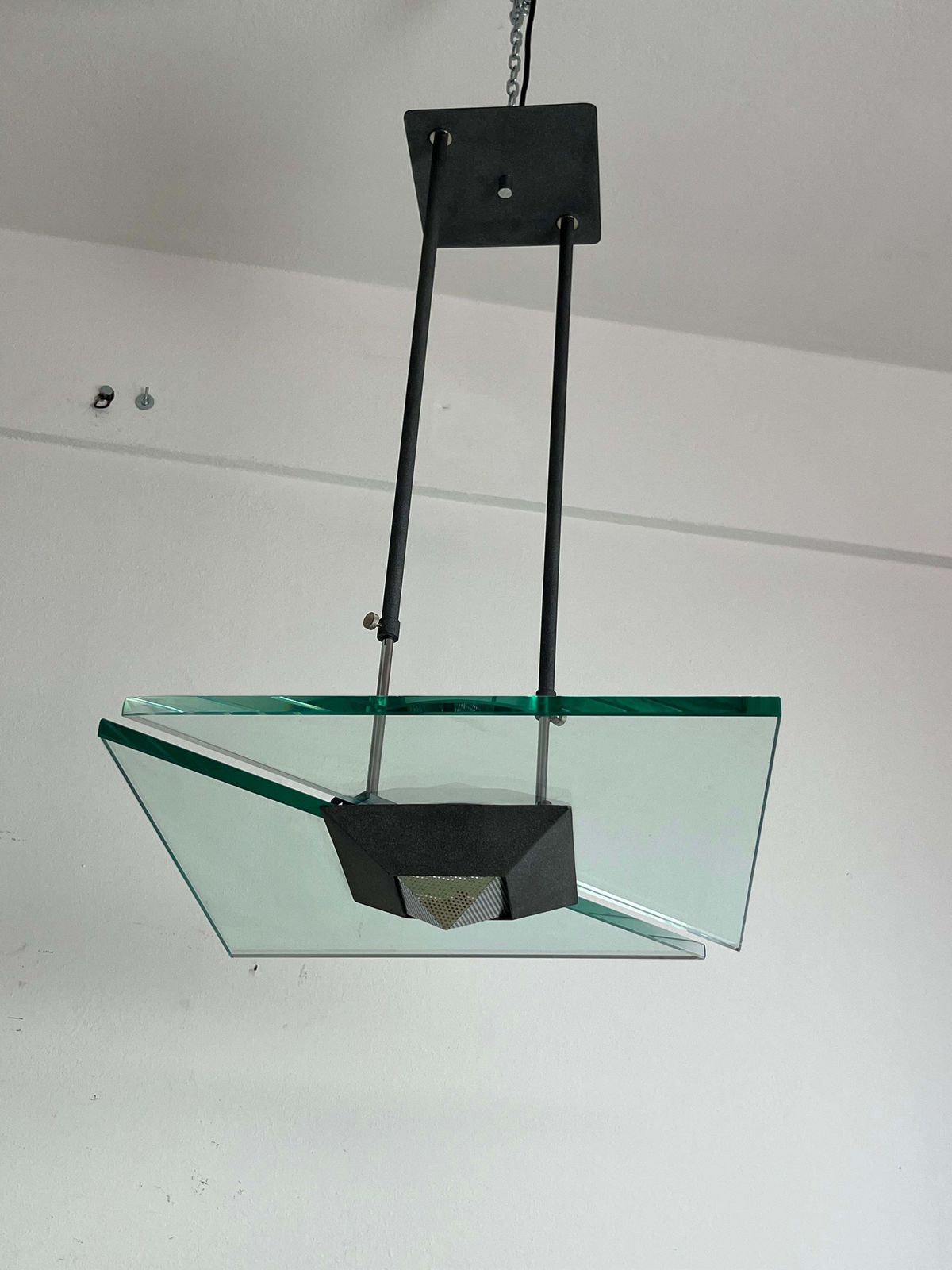 Italian Murano Glass Chandelier Attributed To Fontana Arte, 1980s photo for sale