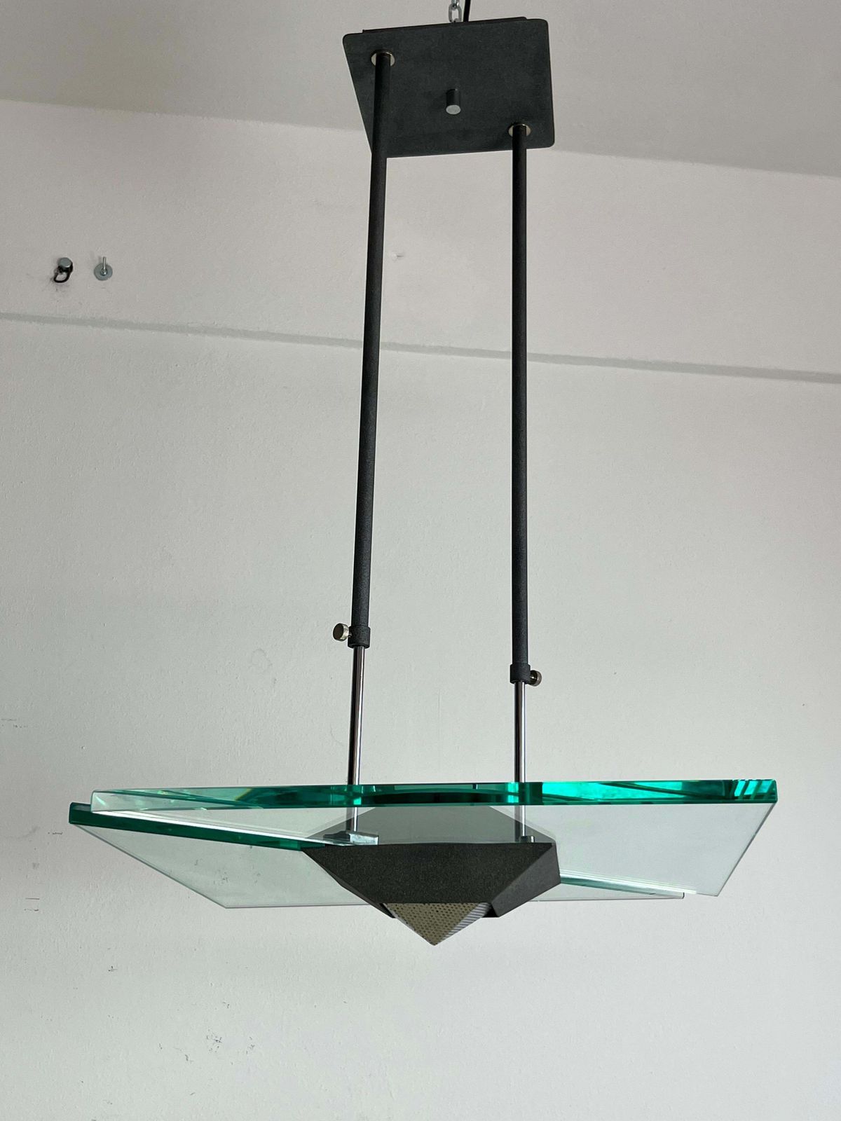 Italian Murano Glass Chandelier Attributed To Fontana Arte, 1980s photo Lighting