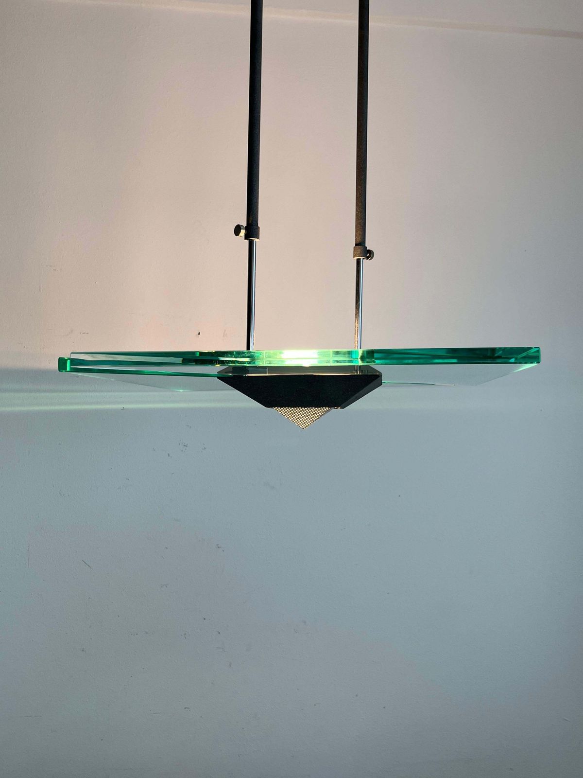 Italian Murano Glass Chandelier Attributed To Fontana Arte, 1980s photo vintage
