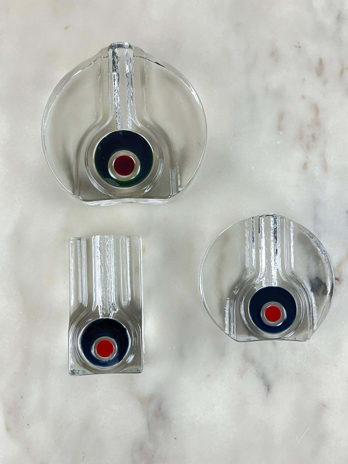 Set Of 3 Mid Century Murano Glass Single Flower Vases 1960s photo 384.0