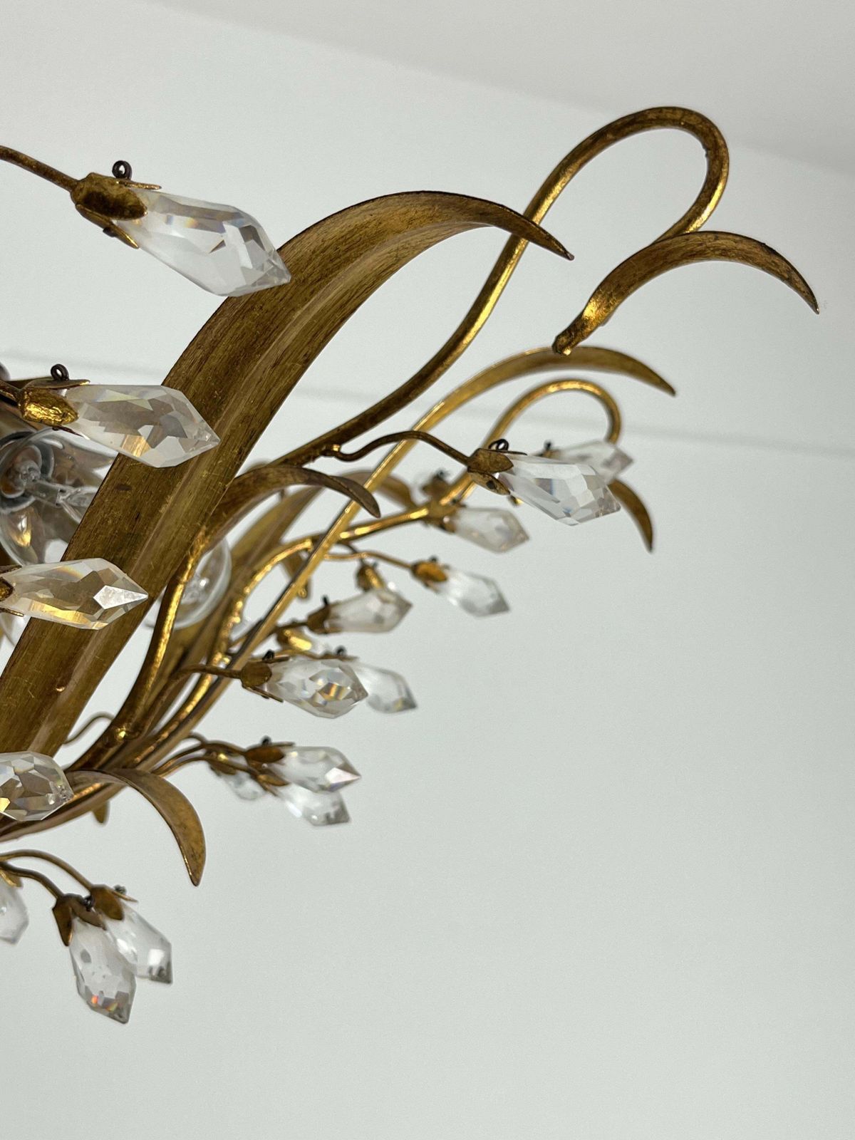 Lighting Set Of 2 Large 8 Light Mid Century Maison Baguès Crystal And Iron Ceiling Lights photo